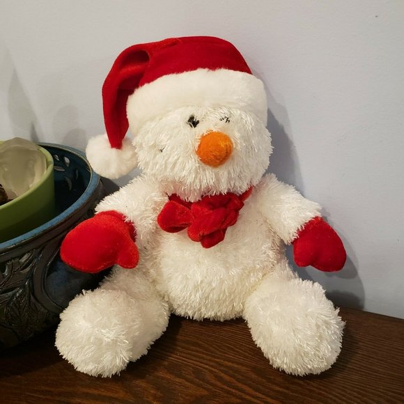 Gund Toys Gund Heads And Tales Snowman Plush Christmas White Red
